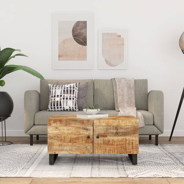 vidaXL Coffee Table 80x50x40 cm Solid Wood Mango&Engineered Wood