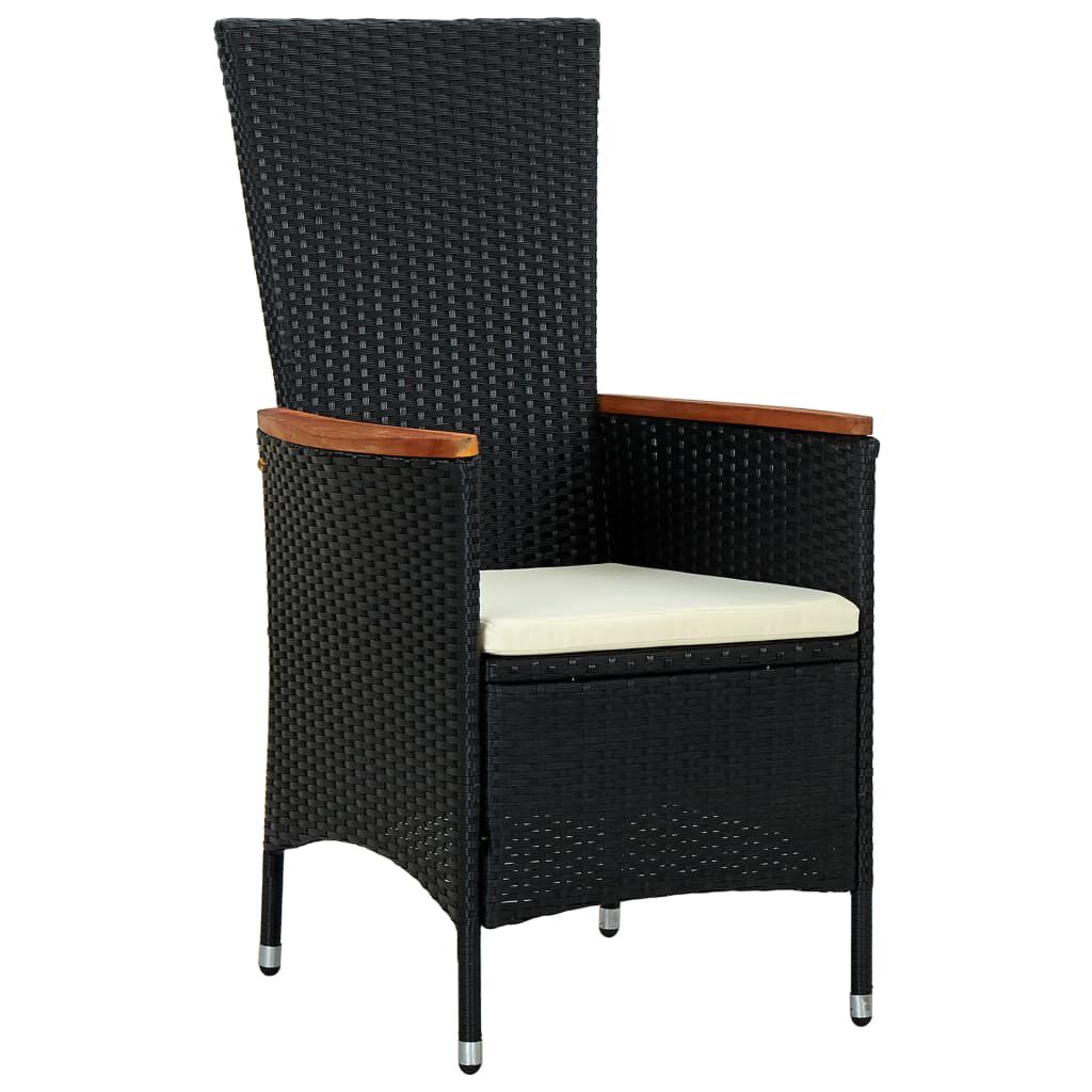 vidaXL 9 Piece Outdoor Dining Set with Cushions Poly Rattan Black