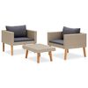 vidaXL 3 Piece Garden Lounge Set with Cushions Poly Rattan Beige