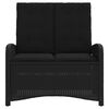 vidaXL Reclining Garden Bench with Cushions Black Poly Rattan