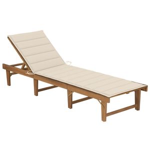 vidaXL Folding Sun Lounger with Cushion Solid Acacia Wood