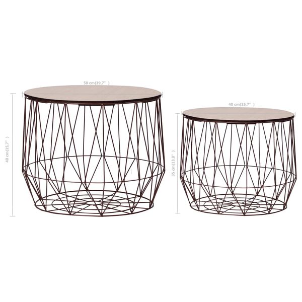 vidaXL Coffee Table 2 pcs Copper