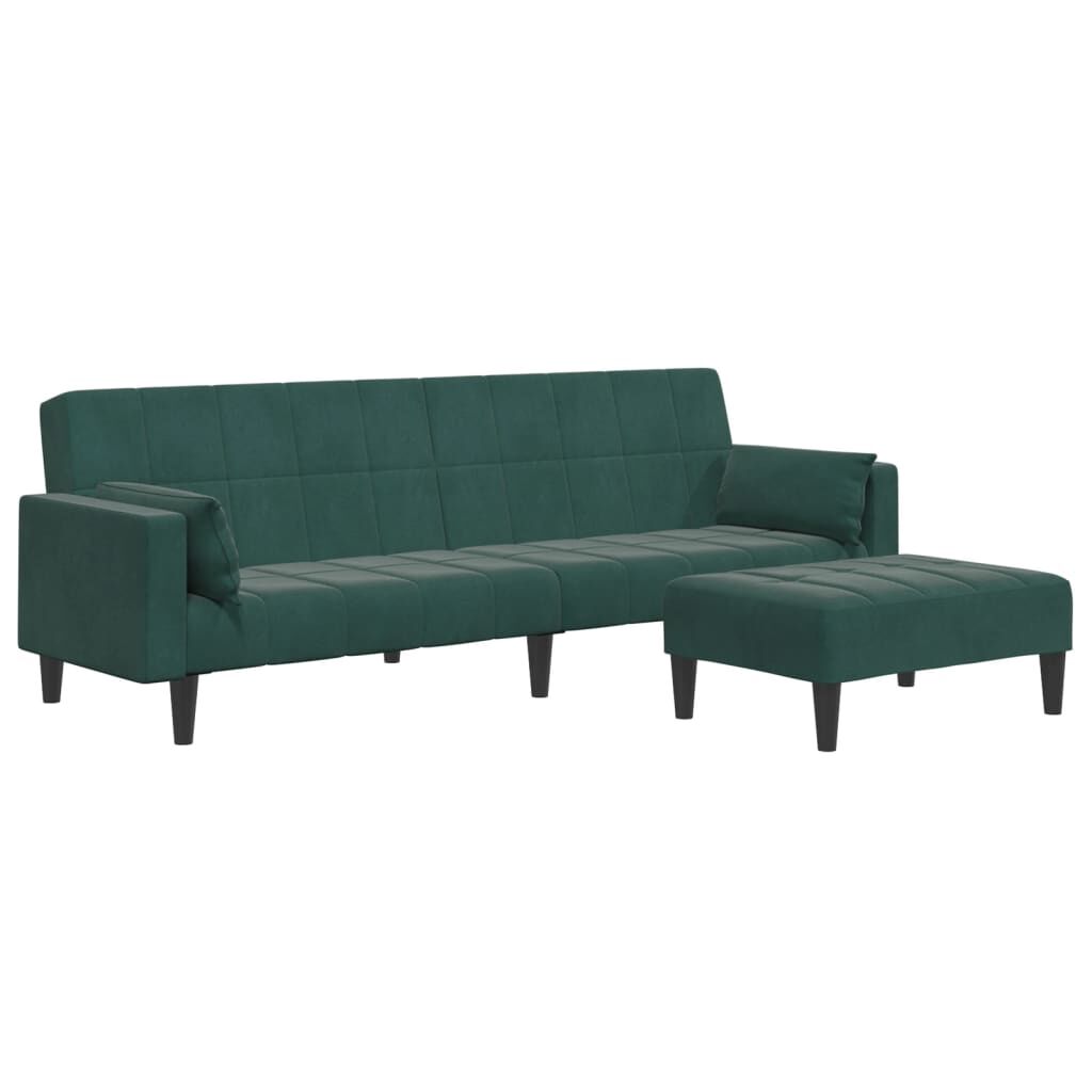 vidaXL 2-Seater Sofa Bed with Footstool Dark Green Velvet