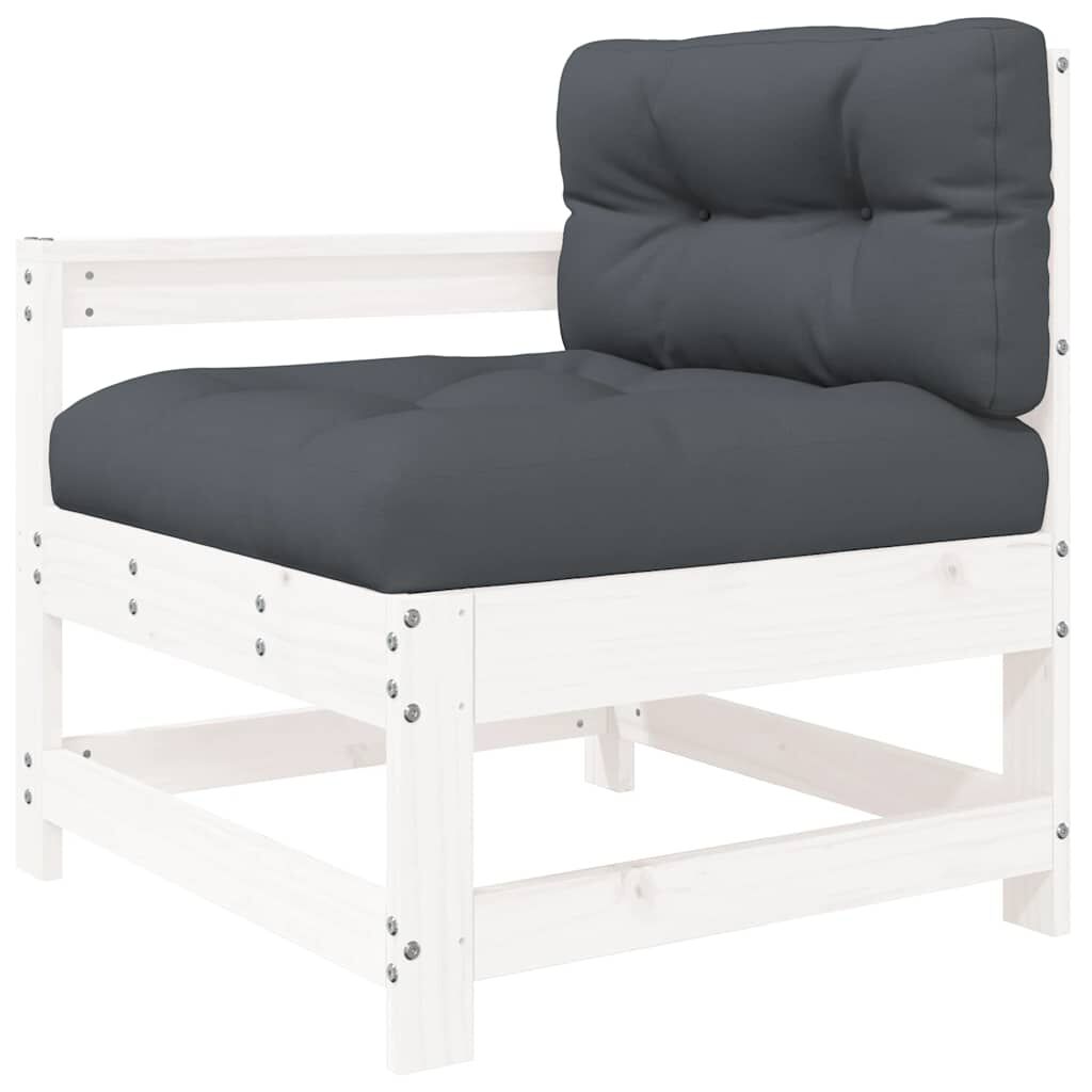 vidaXL Garden Chairs with Cushions 2 pcs White Solid Wood Pine
