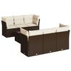 vidaXL 7 Piece Garden Sofa Set with Cushions Brown Poly Rattan