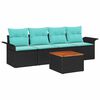 vidaXL Garden Sofa Set with Cushion Manual 5 pcs Black and Turquoise
