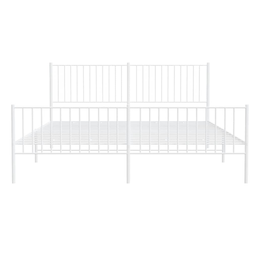 vidaXL Metal Bed Frame without Mattress with Footboard White 183x213cm