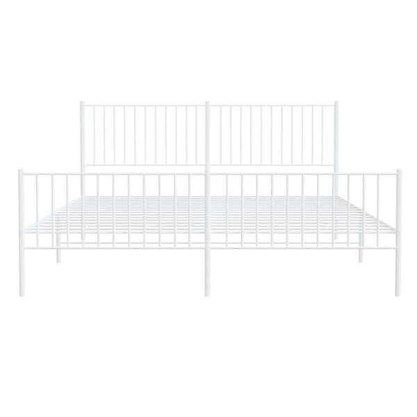 vidaXL Metal Bed Frame without Mattress with Footboard White 183x213cm
