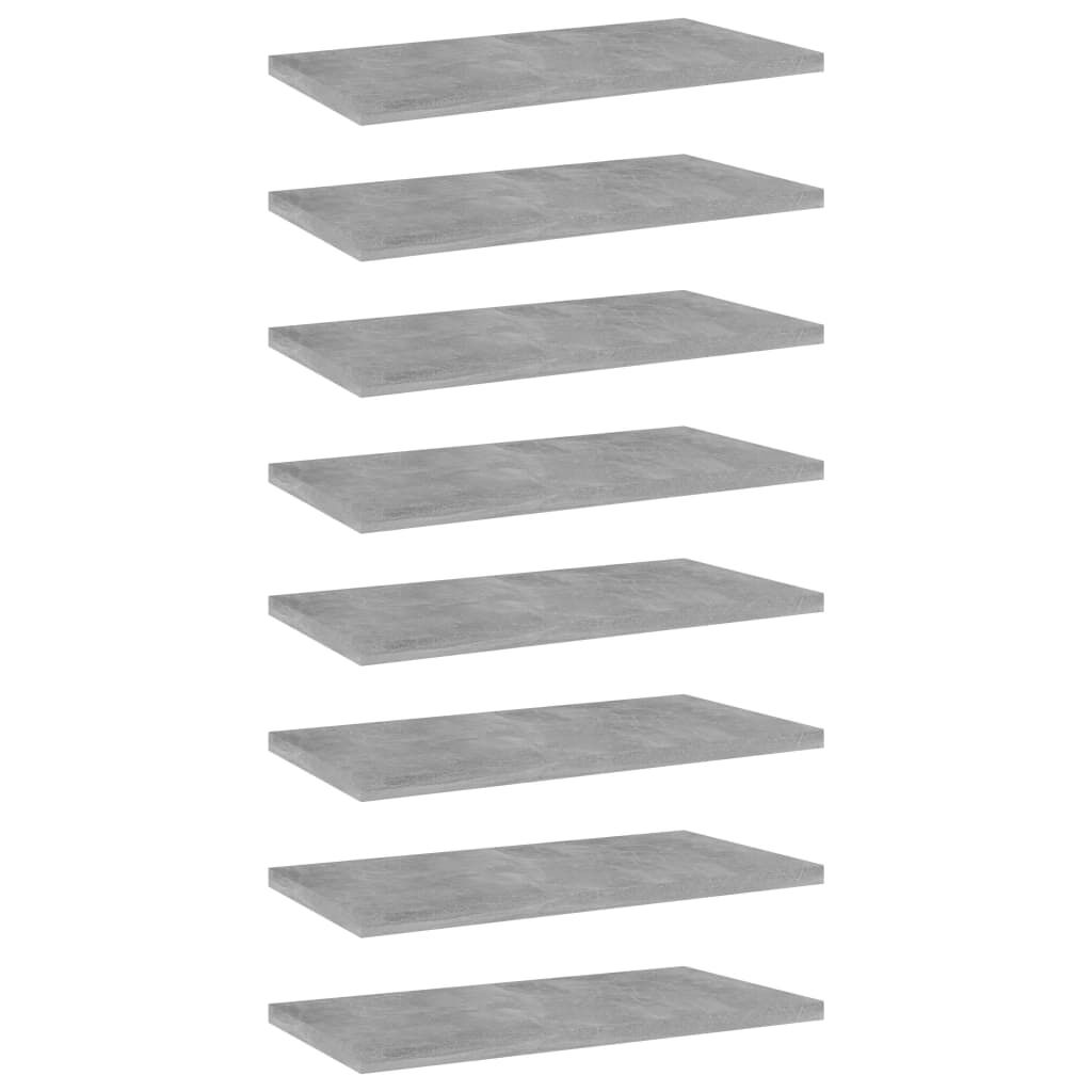 vidaXL Bookshelf Boards 8 pcs Concrete Grey 40x20x1.5 cm Engineered Wood