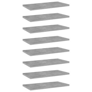 vidaXL Bookshelf Boards 8 pcs Concrete Grey 40x20x1.5 cm Engineered Wood