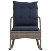 vidaXL Garden Rocking Chair with Cushions Grey Poly Rattan