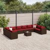 vidaXL 11 Piece Garden Lounge Set with Cushions Brown Poly Rattan