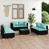 vidaXL 7 Piece Garden Lounge Set with Cushions Poly Rattan Black