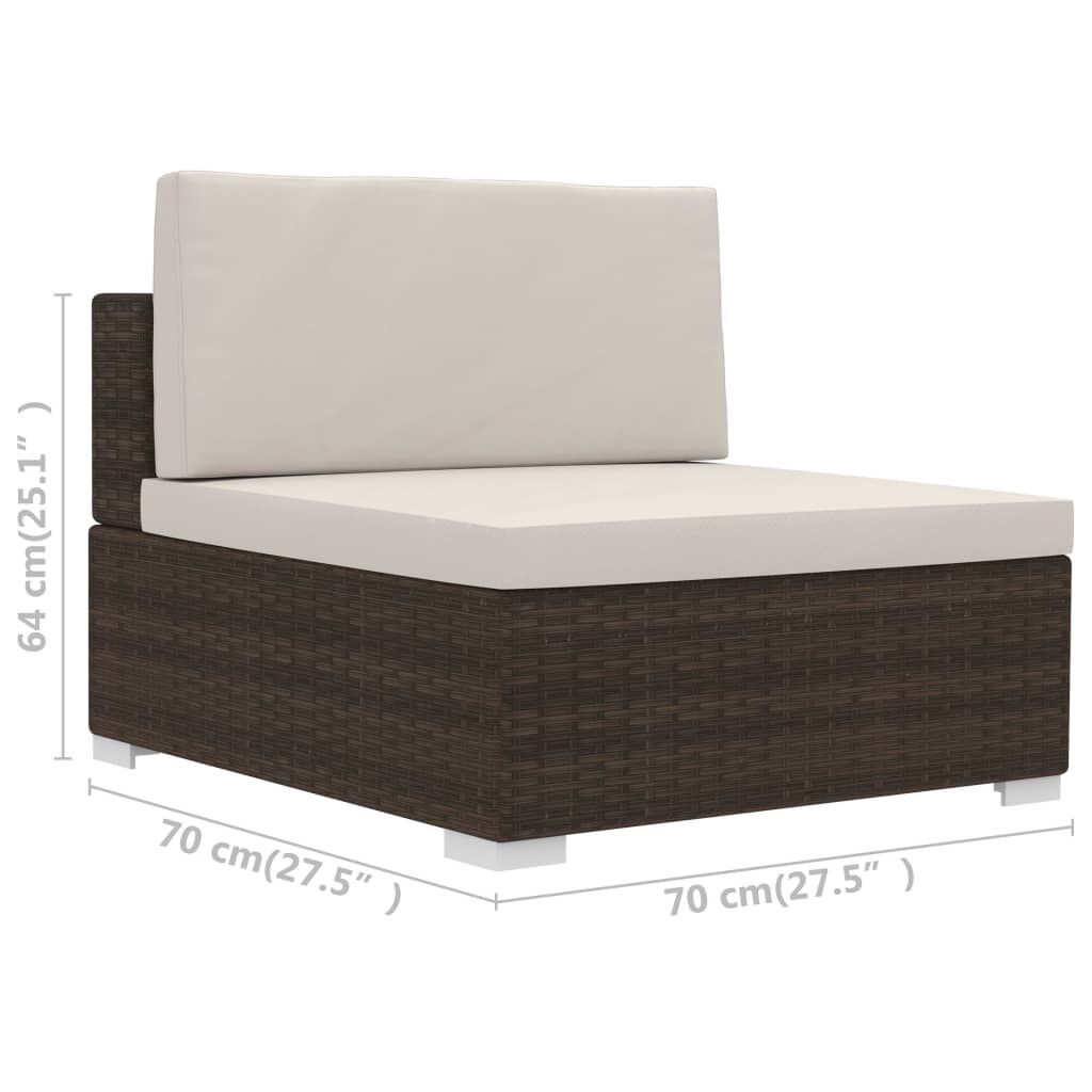 vidaXL 4 Piece Garden Sofa Set with Cushions Poly Rattan Brown