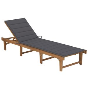 vidaXL Folding Sun Lounger with Cushion Solid Wood Acacia
