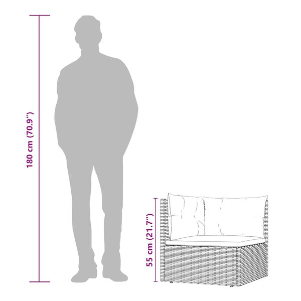 vidaXL 3 Piece Garden Lounge Set with Cushions Grey Poly Rattan