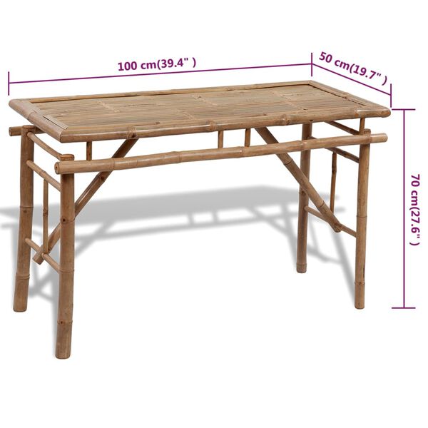 vidaXL Beer Table with 2 Benches 100 cm Bamboo