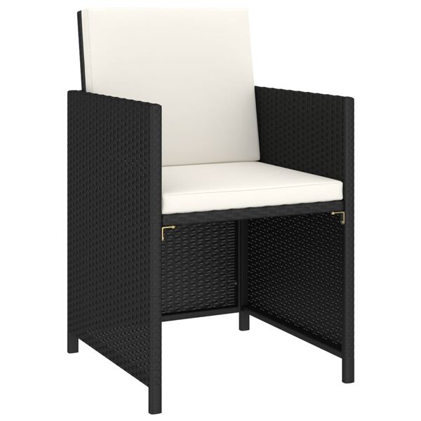 vidaXL 6 Piece Outdoor Dining Set Black Poly Rattan Acacia Wood