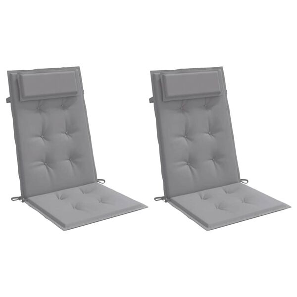 vidaXL Highback Chair Cushions 2 pcs Grey Oxford Fabric