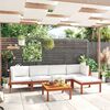 vidaXL 6 Piece Garden Lounge Set with Cushions Cream Wood Acacia&Rope