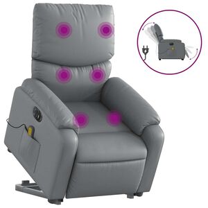 vidaXL Electric Stand up Massage Recliner Chair Grey Faux Leather
