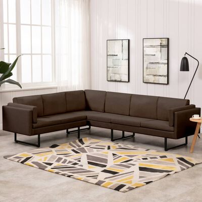 vidaXL Corner Sofa Brown Fabric