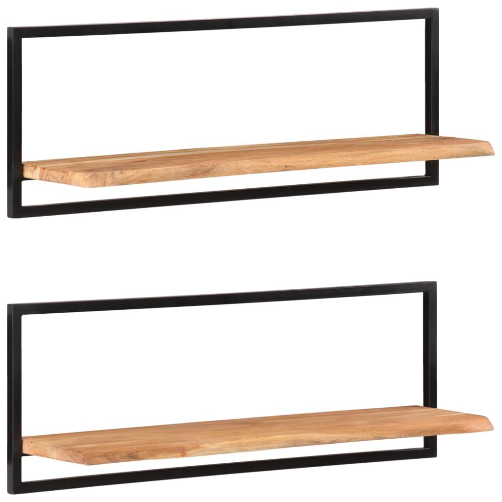 vidaXL Wall Shelves 2 pcs 100x24x35 cm Solid Wood Acacia and Steel