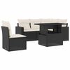 vidaXL 6 Piece Garden Sofa Set with Cushions Black Poly Rattan
