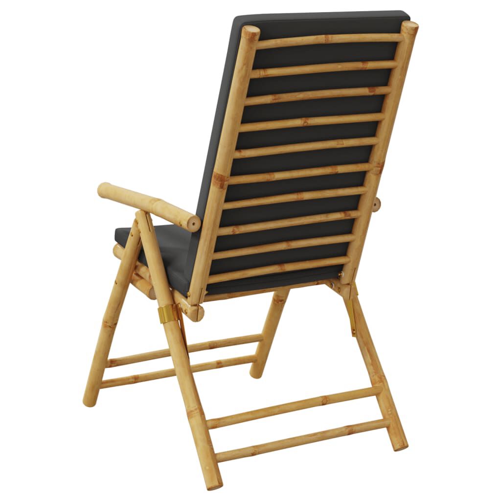 vidaXL Folding Garden Reclining Chairs 2 pcs with Cushions Bamboo