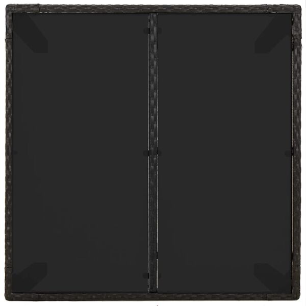 vidaXL Garden Table with Glass Top Black 90x90x75 cm Poly Rattan