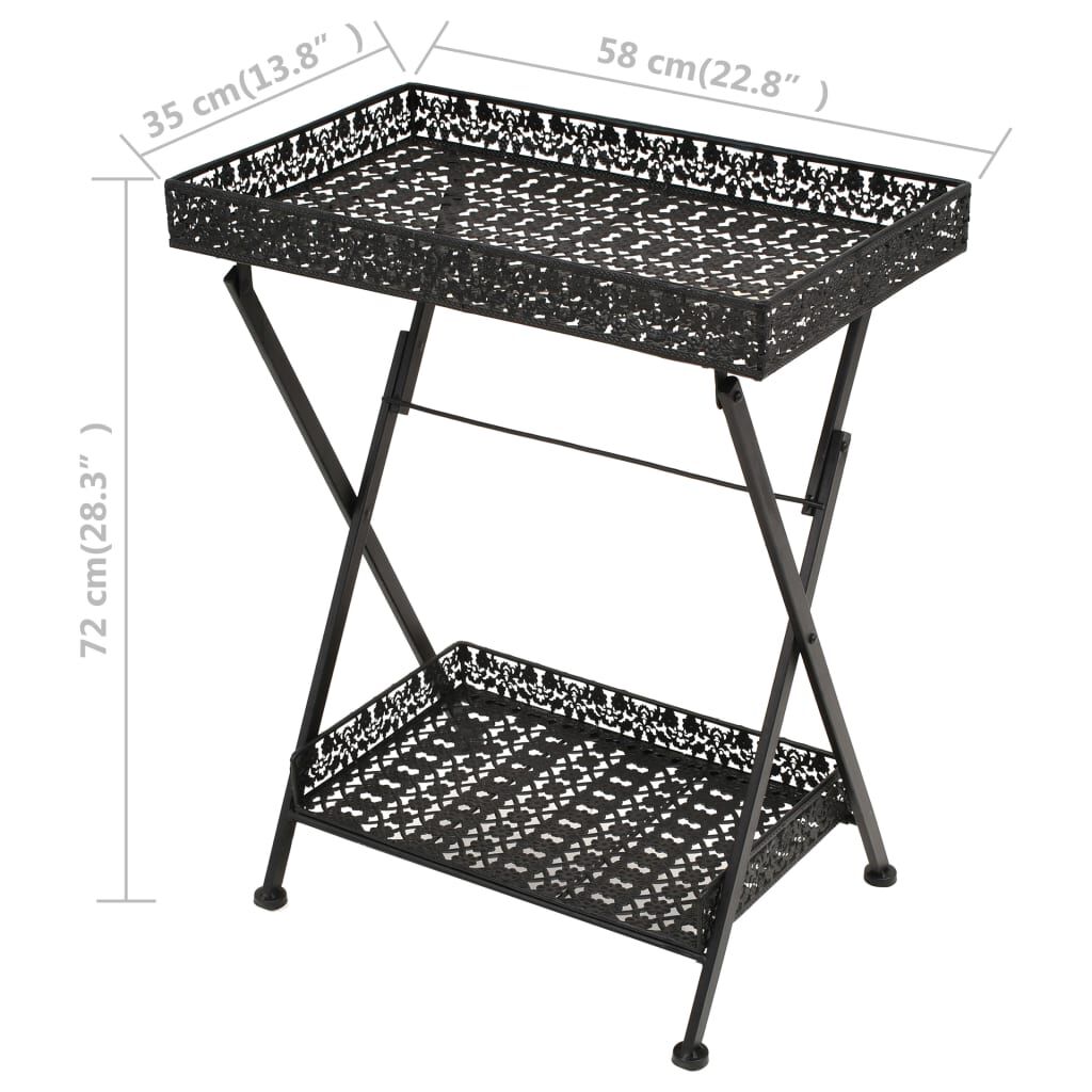 vidaXL Folding Tea Table Vintage Style Metal 58x35x72 cm Black