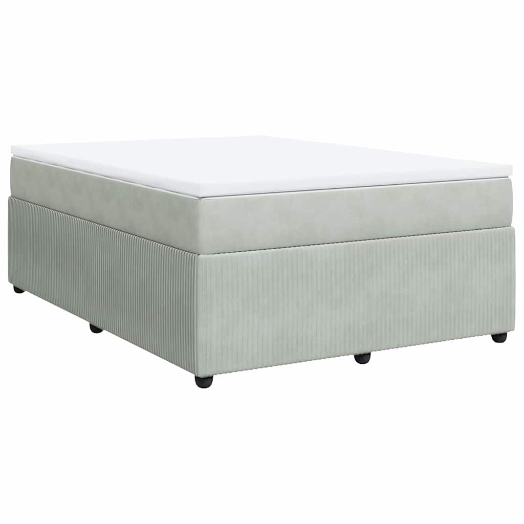 vidaXL Box Spring Bed with Mattress Light Grey Queen Velvet