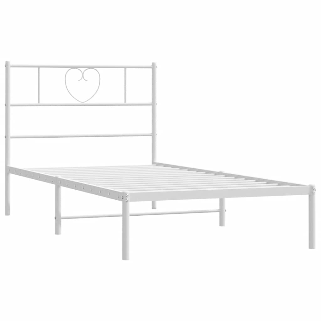 vidaXL Metal Bed Frame without Mattress with Headboard White 100x190cm