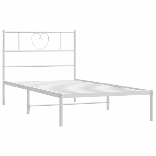 vidaXL Metal Bed Frame without Mattress with Headboard White 100x190cm