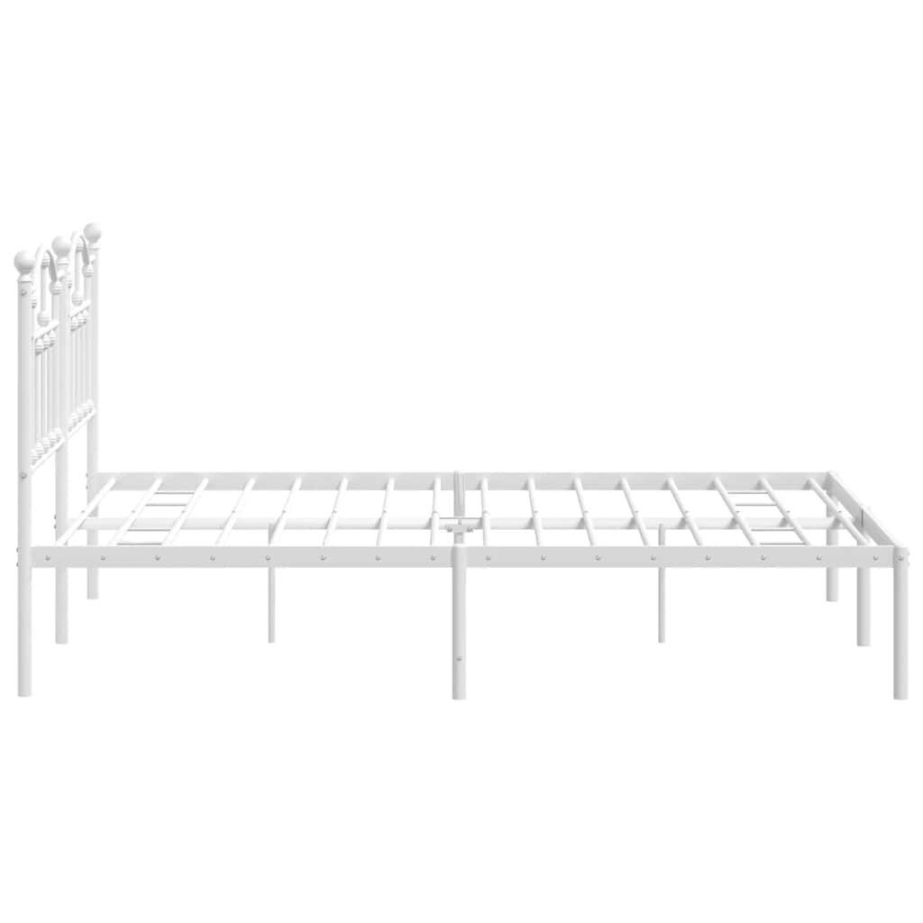 vidaXL Metal Bed Frame without Mattress with Headboard White 135x190cm
