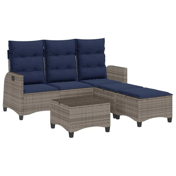 vidaXL 3 Piece Garden Sofa Set with Cushions L-shaped Grey Poly Rattan