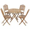 vidaXL 5 Piece Folding Outdoor Dining Set with Cushions Bamboo