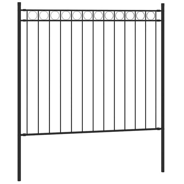 vidaXL Garden Fence Steel 1.81x0.8 m Black