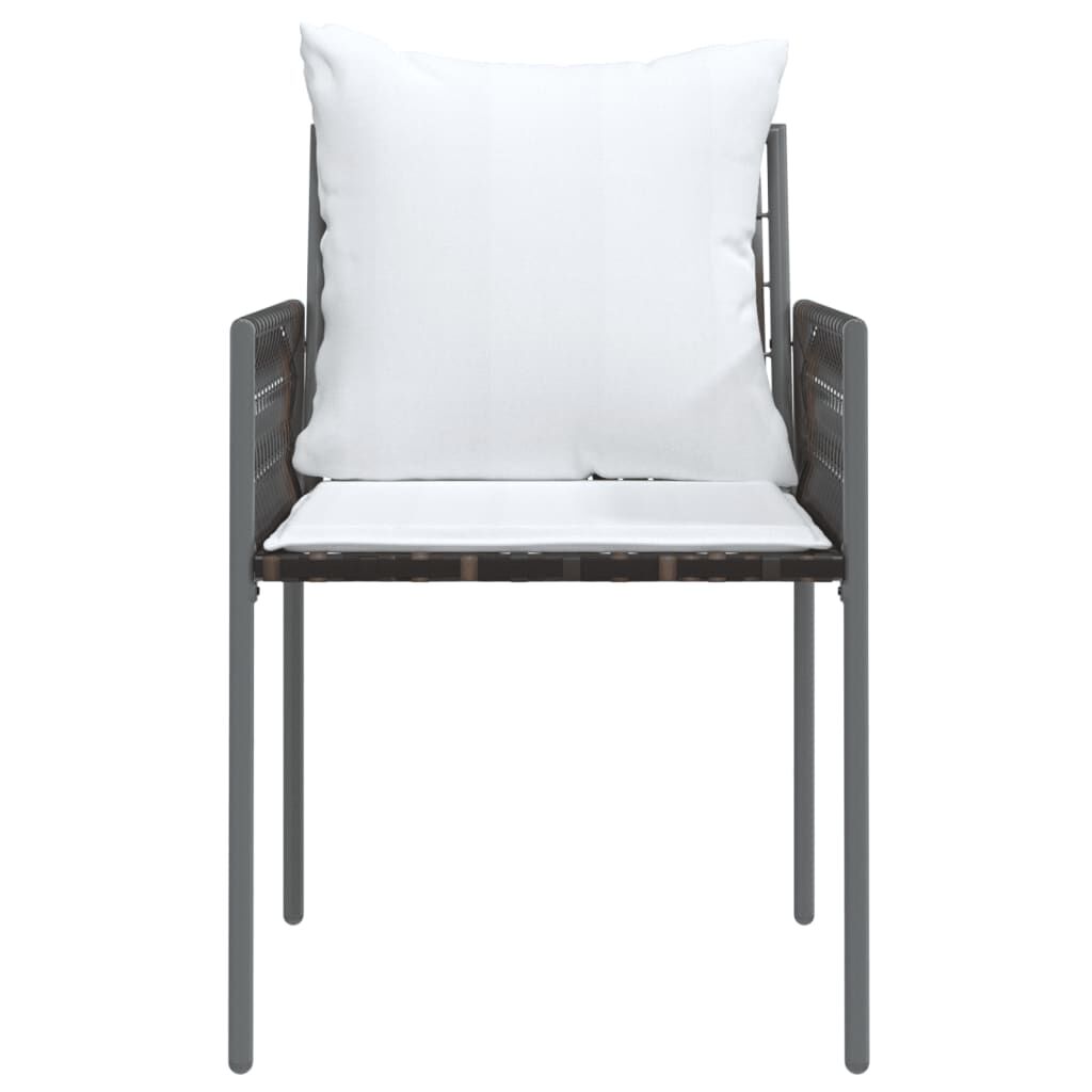 vidaXL Garden Chairs with Cushions 2 pcs Brown 54x61x83 cm Poly Rattan