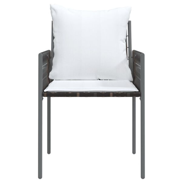 vidaXL Garden Chairs with Cushions 2 pcs Brown 54x61x83 cm Poly Rattan
