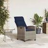 vidaXL Reclining Garden Chair with Side Table Grey Poly Rattan