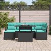 vidaXL Garden Sofa Set with Cushion 7 pcs Black Poly rattan