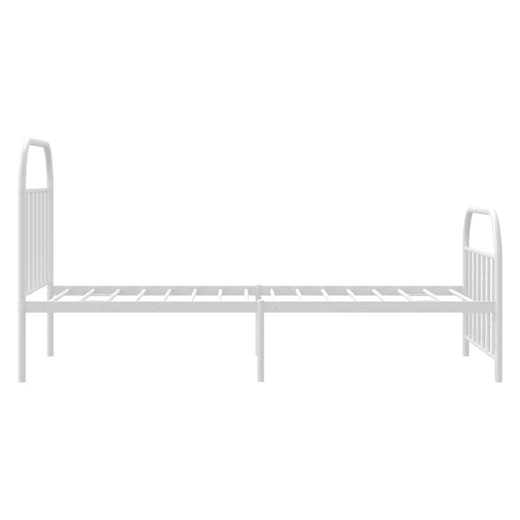 vidaXL Metal Bed Frame without Mattress with Footboard White 100x190cm