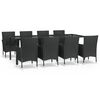 vidaXL 9 Piece Garden Dining Set with Cushions Black Poly Rattan