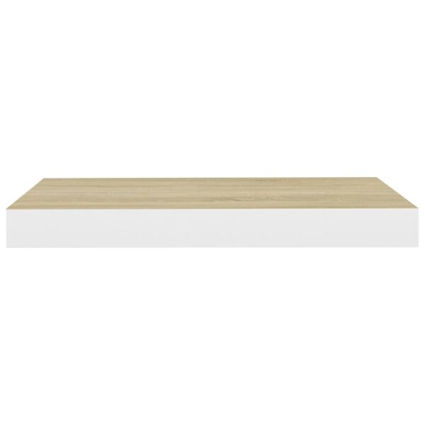 vidaXL Floating Wall Shelves 2 pcs Oak and White 40x23x3.8 cm MDF