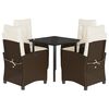 vidaXL 5 Piece Garden Dining Set with Cushions Brown Poly Rattan
