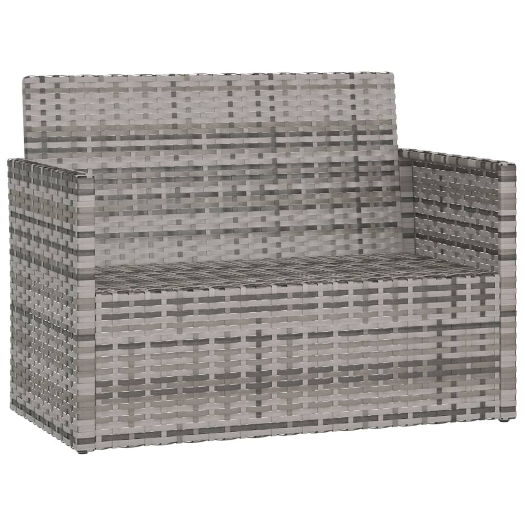 vidaXL Garden Bench with Cushions Grey 105 cm Poly Rattan
