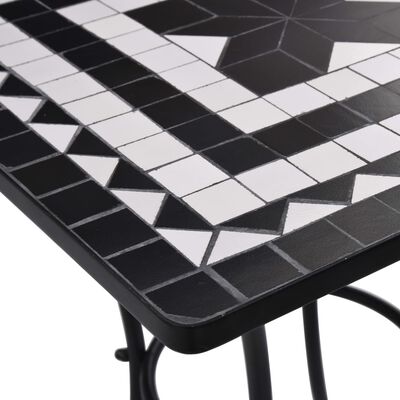 vidaXL Mosaic Bistro Table Black and White 60 cm Ceramic