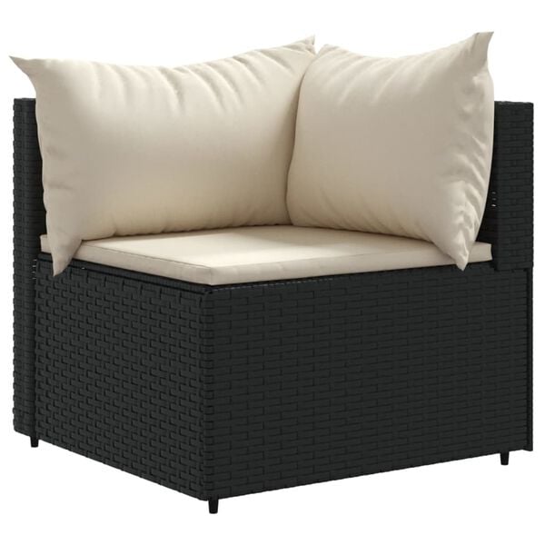 vidaXL 11 Piece Garden Lounge Set with Cushions Black Poly Rattan