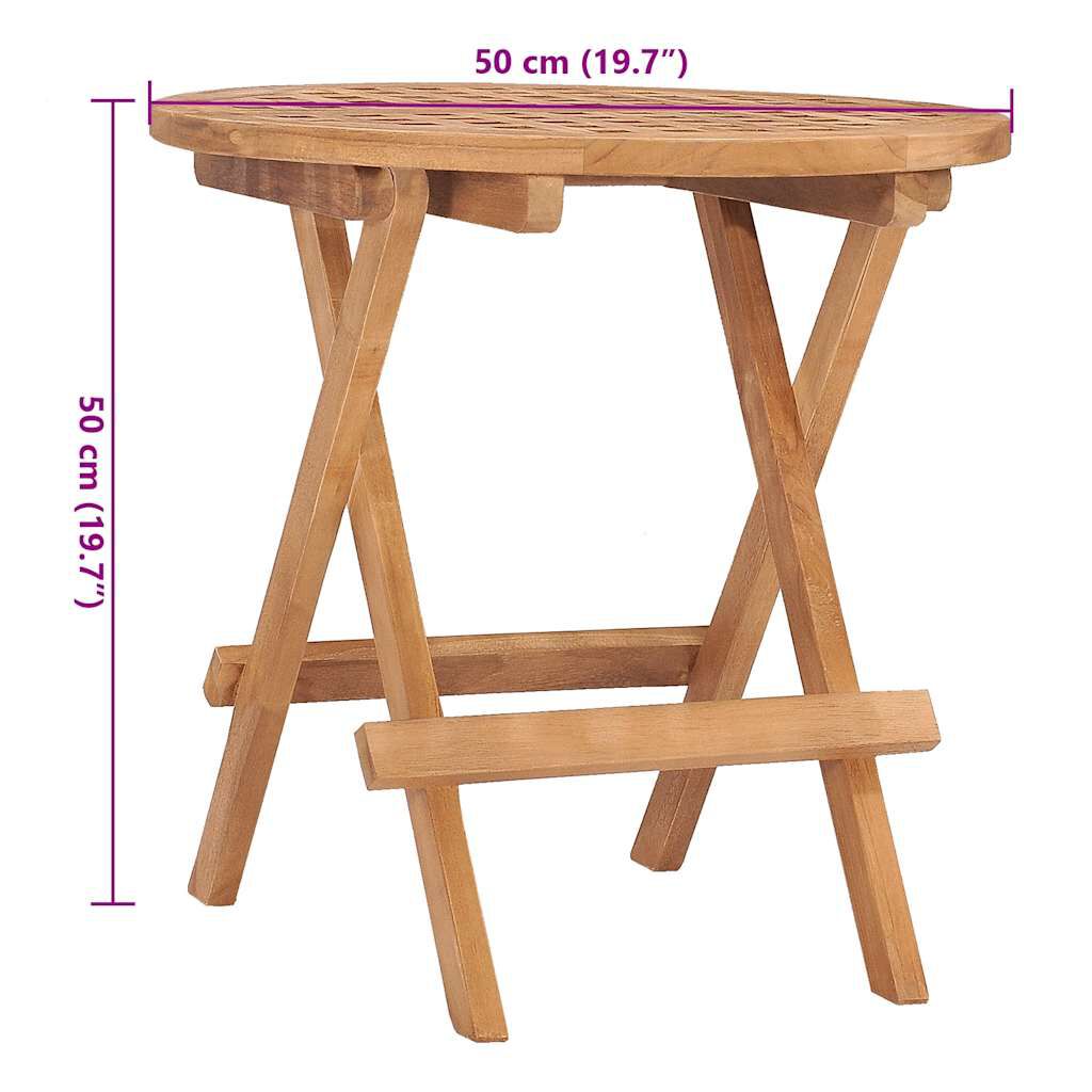 vidaXL 3 Piece Folding Outdoor Dining Set with Cushion Solid Teak Wood